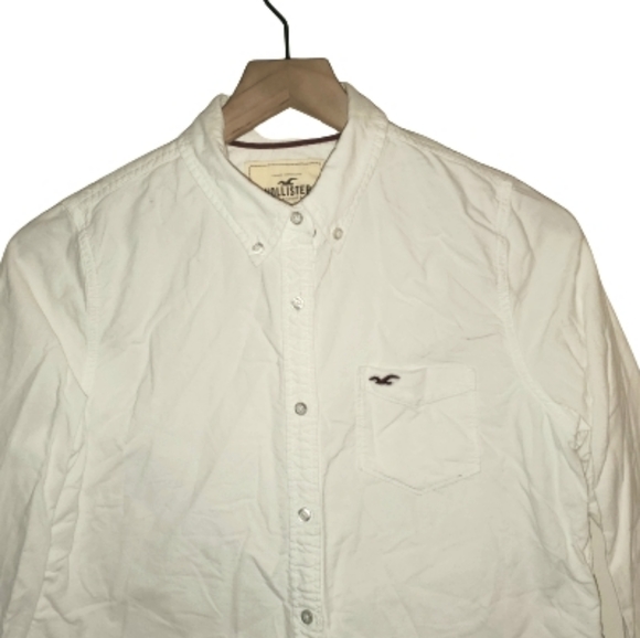 Hollister Wmns White Button Down Long Sleeve Shirt - Picture 3 of 7